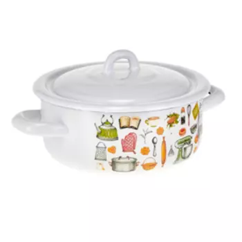 Кастрюля с крышкой HITT Kitchen, 1.45 л, эмаль