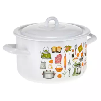 Кастрюля с крышкой HITT Kitchen, 2.9 л, эмаль