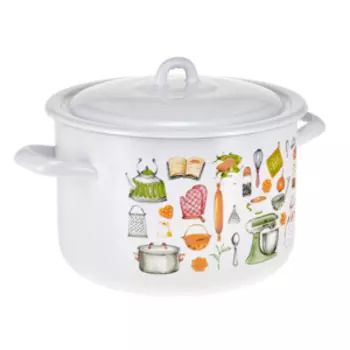 Кастрюля с крышкой HITT Kitchen, 4.3 л, эмаль
