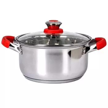Кастрюля со стеклянной крышкой, ручка силикон, 4.1 л.