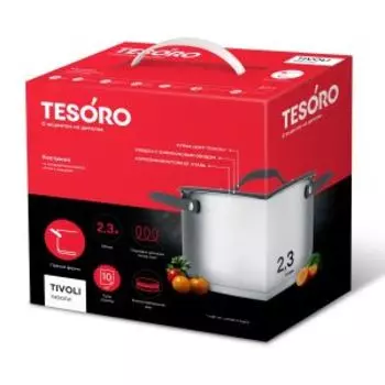 Кастрюля Tesoro Tivoly, 2.3 л, индукция, нерж. сталь