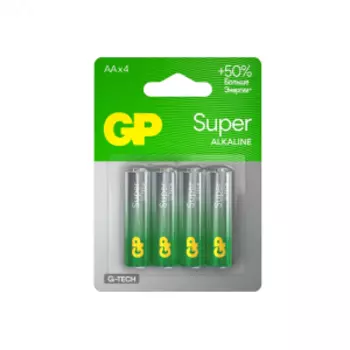 Элемент питания алкалиновый GP Super Alkaline G-Tech, 15 А, АA, 4 шт