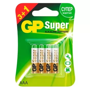 Элемент питания GP Super, 24 A, LR03 AAА, 4 шт