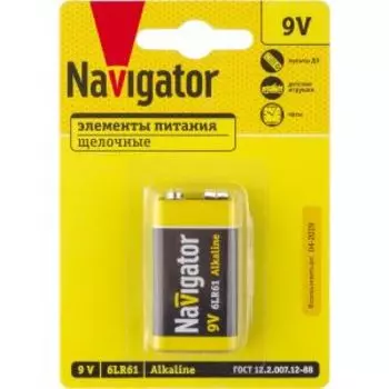 Элемент питания Navigator, 6LR61, BP1, крона, 1 шт