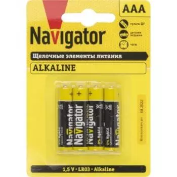 Элемент питания Navigator, LR03, BP4, ААА, 4 шт