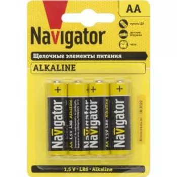 Элемент питания Navigator, LR6, BP4, АА, 4 шт