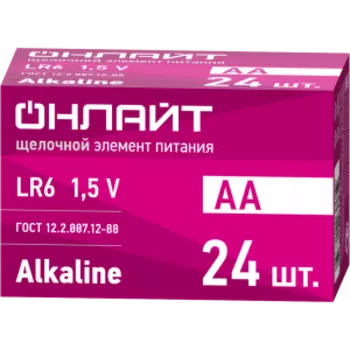 Элемент питания Онлайт, АА, 24 шт