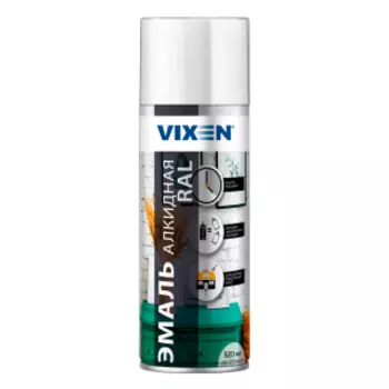 Эмаль универсальная Vixen, RAL 9003, белая глянцевая, 520 мл