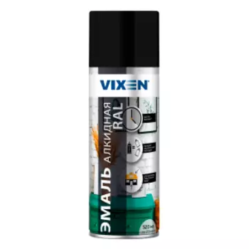 Эмаль универсальная Vixen, RAL 9005, черная глянцевая, 520 мл