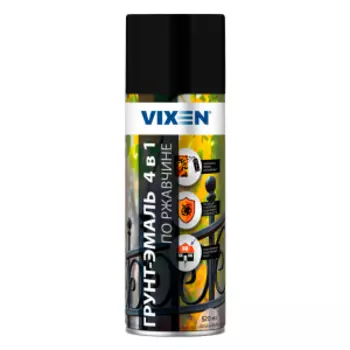 Грунт-эмаль по ржавчине Vixen 4 в 1, RAL 9005, черный янтарь, 520 мл