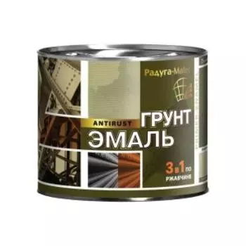 Грунт-эмаль Радуга 3в1 по ржавчине, черная, 0,9 кг