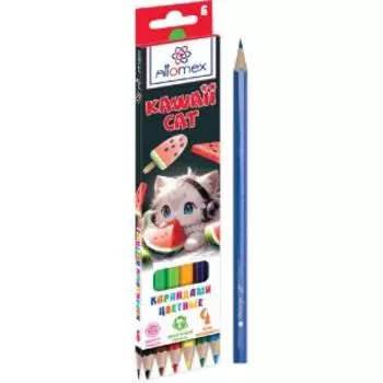 Карандаши цветные Attomex Kawaii Cat, 6 цветов, М, шестигранные