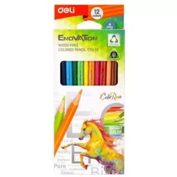 Карандаши цветные Deli Enovation, 12 цветов, пластик