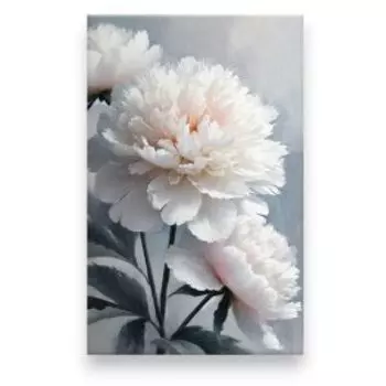 Картина на холсте PosterMarket Белые пионы, 70х110 см