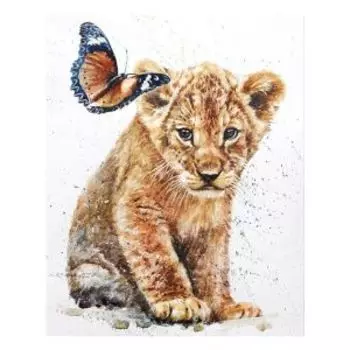 Картина на холсте PosterMarket Тигренок и бабочка, 40х50 см