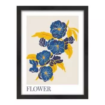 Картина в раме PosterMarket, 30х40 см, цветы синие