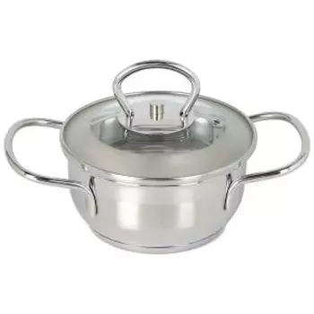 Кастрюля Bekker mini pot, 0.65 л, 12 см, стеклянная крышка, нерж. сталь