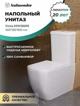 Унитаз напольный Ambassador Forsa 247K19001S белый, с крышкой микролифт