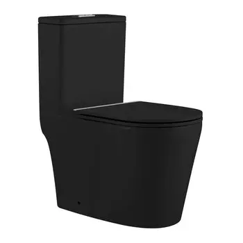 Унитаз напольный SantiLine SL-5029MB безободковый, с сиденьем микролифт, черный