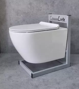 Унитаз подвесной CeramaLux 2196-2 белый, с крышкой микролифт