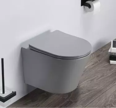 Унитаз подвесной CeramaLux B2330-3MH светло-серый, с крышкой микролифт