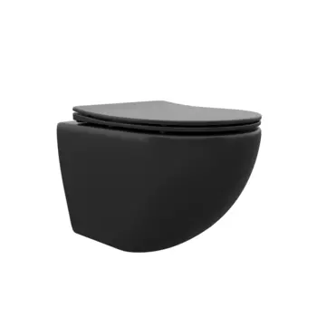 Унитаз подвесной Ceruttispa Sella Aria MB CT9160 безободковый, с сиденьем микролифт, черный матовый