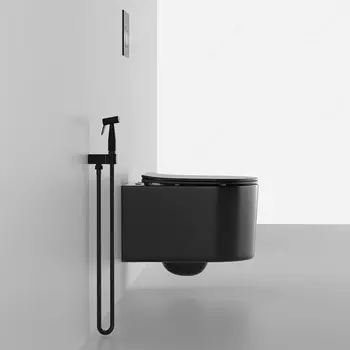 Унитаз подвесной Ceruttispa Tanaro Aria MB CT9238 безободковый, с сиденьем микролифт, черный матовый