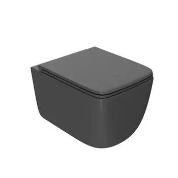 Унитаз подвесной Point Меркурий PN41831GM безободковый, быстросъемное тонкое сиденье с микролифтом, графит