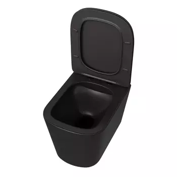 Унитаз подвесной Taliente Correto CR25200 Nero безободковый, черный матовый, с крышкой микролифт