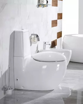 Унитаз-компакт CeramaLux 2451 с сиденьем микролифт, белый