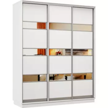 Шкаф-купе Классика 09 (каркас белый, фасады 16/16/16 белый) профиль серебро 09.2200.1500.450.(16.16.16).07.(07.07.07).01