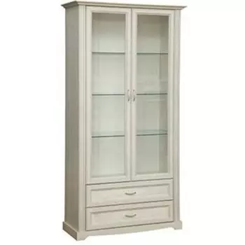 Шкаф комбинированный Олимп 32.05 сохо бетон пайн белый / Masa Decor бетон пайн белый / профиль бетон пайн белый патина / ДВПО белый / стекло