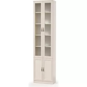 Шкаф комбинированный Олимп В-18 вудлайн кремовый/ Masa Decor аруша венге/профиль: Masa Decor аруша венге/стекло