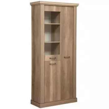 Шкаф комбинированный ОЛМЕКО 39.10 Антика дуб каньон/профиль Masa Decor дуб каньон/профиль Kroning дуб каньон патина JST/ стекло