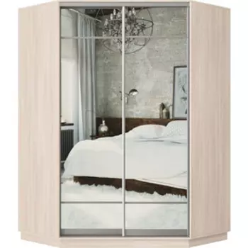 Шкаф-купе Классика 73 (каркас ясень шимо светлый, фасады 10/10 зеркало) профиль серебро 73.2400.1100.450.(10.10.).01.(00.00.).01