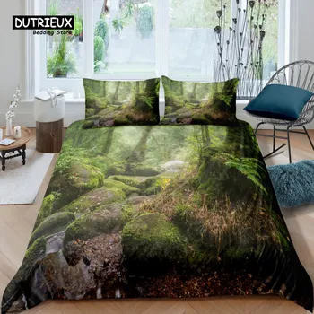 Home Living Luxury 3D Forest Bedding Set Duvet Cover Pillowcase Kids Bedding Set Queen and King EU/US/AU/UK Size EU single(135x200cm)