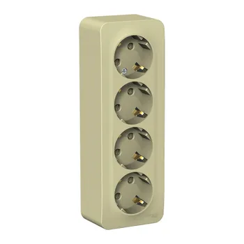 Розетка Systeme Electric Blanca накладная бежевая со шторками (BLNRA011417)