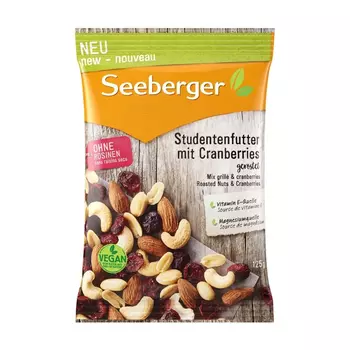 Смесь Seeberger кешью, миндаль, арахис, клюква 125 г