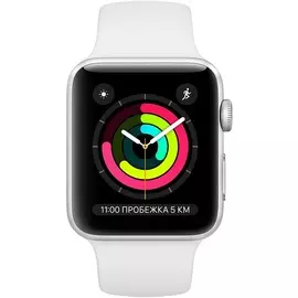 Смарт-часы Apple Watch Series 3 42 мм серебристый, спортивный ремешок MTF22RU/A