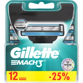 Сменные кассеты для бритья Gillette Mach3 12 шт