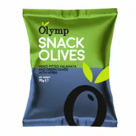 Смесь маслин Каламата и зеленых маринованных оливок с травами Olymp 70 г