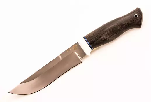 Нож Путина, сталь K340, черный граб, вставка рог