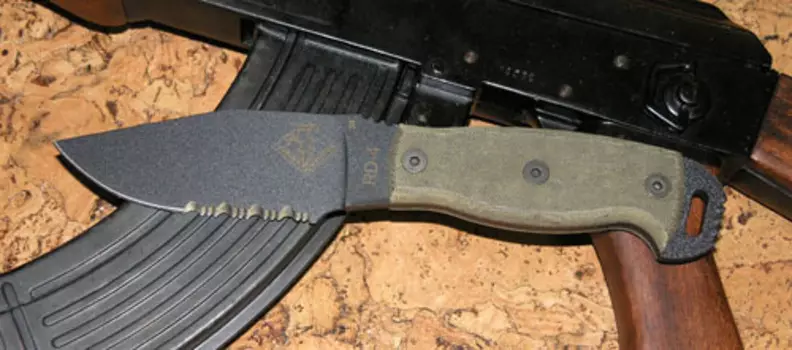 Нож с фиксированным клинком серрейторный Ontario "RD4 Black Micarta", сталь 5160, рукоять микарта
