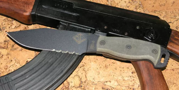 Нож с фиксированным клинком серрейторный Ontario RD6, сталь 5160, рукоять микарта, black
