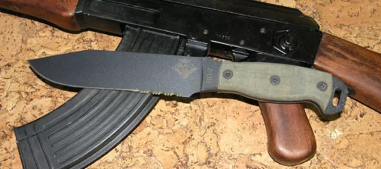 Нож с фиксированным клинком полусеррейторный Ontario RD7 Black micarta, сталь 5160, рукоять микарта