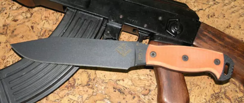 Нож с фиксированным клинком Ontario RD7, сталь 5160, рукоять микарта tan/black