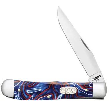 Нож перочинный ZIPPO Patriotic Kirinite Smooth Trapper, 105 мм, синий + ЗАЖИГАЛКА ZIPPO 207