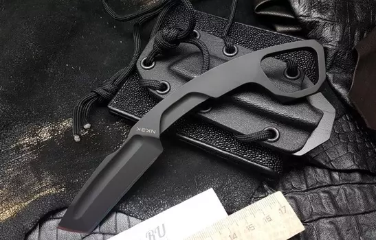 Нож с фиксированным клинком Bohler N-690 N.K.3 K Karambit Black, сталь Bhler N690, цельнометаллический