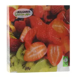 Салфетки бумажные Bulgaree Green Клубника трехслойные 33х33 см 20 шт