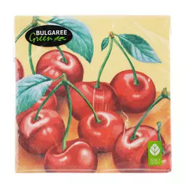 Салфетки бумажные Bulgaree Green Вишня трехслойные 33х33 см 20 шт